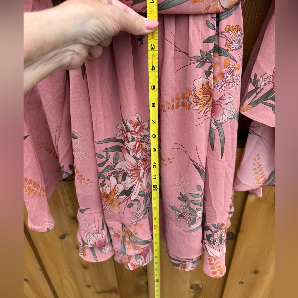 City Chic Pink Floral Wrap Dress - Picture 6 of 9